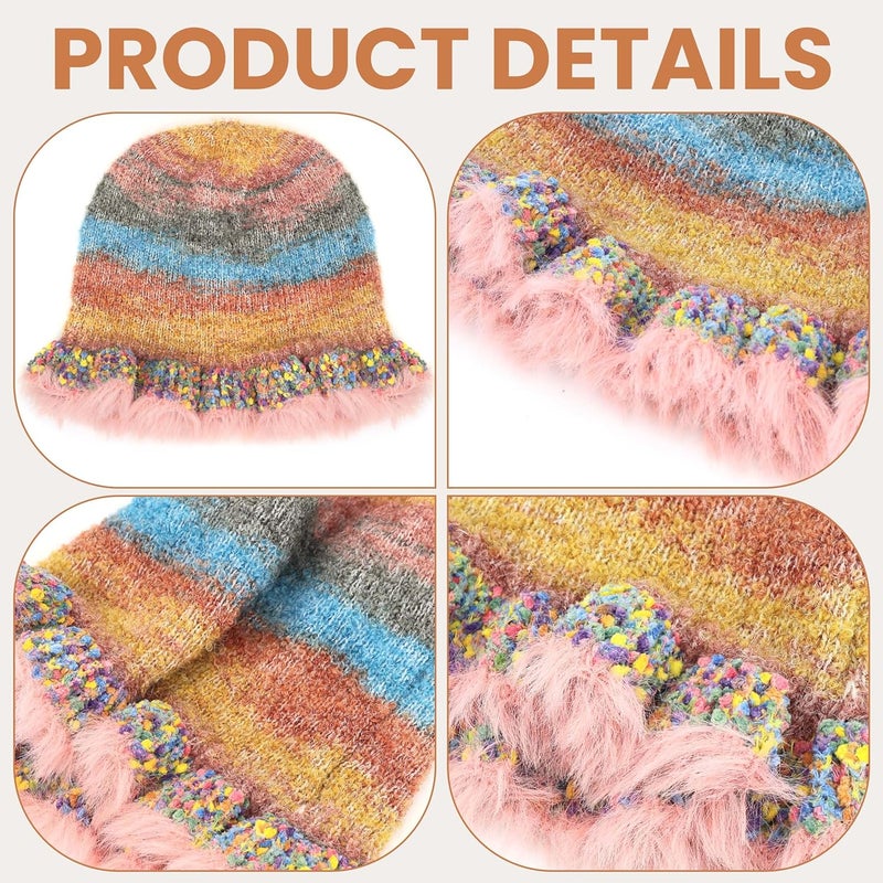 Busnos Crochet Bucket Hats for Women Handmade Hat Cute Foldable Knitted Hats for Women - Image 4